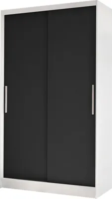 Produktbild von MIRJAN24 Schiebetürenschrank Costa I, Kleiderschrank, Stilvoll Schlafzimmer Garderobenschrank (Farbe: Weiß / Schwarz)