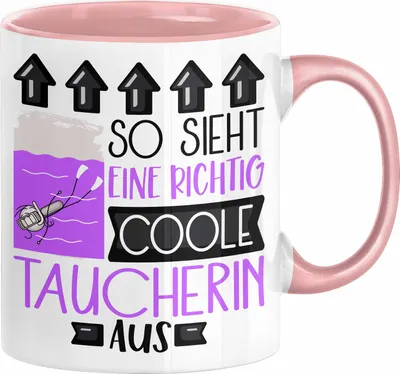 Produktbild von Taucherin Geschenk Tasse Lustig Geschenkidee für Taucherin Geburtstag So Sieht Eine Richtig Coole Taucherin Aus Frauen Spruch (Rosa)