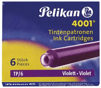 Zdjęcie produktu dla Naboje atramentowe Pelikan 4001 TP/6 do pióra wiecznego fioletowe 6 szt.