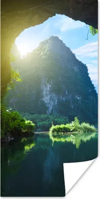 Produktbild von MuchoWow® Poster Wasser - Höhle - Sonne - Natur - Pflanzen 20x40 cm - Plakat - Foto