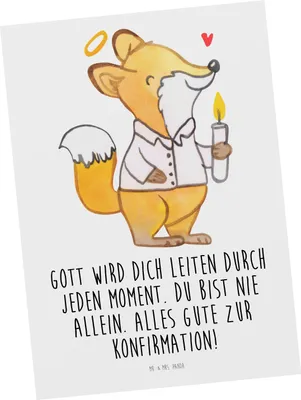 Produktbild von Mr. & Mrs. Panda Postkarte Fuchs Konfirmation - Weiß - Geschenk, Gott, Grußkarte, Alles Gute, Gläubig, Postkarten, Kommunion, Ansichtskarte, einzelkarte, Ansichtskarten