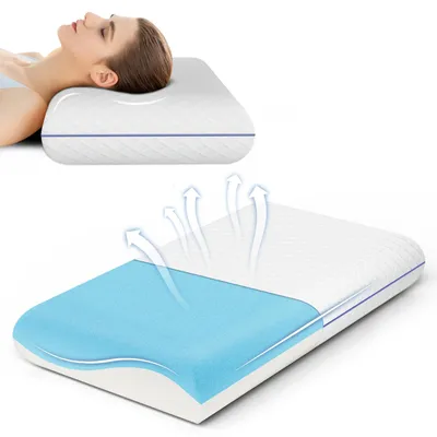 Imagen del producto de Almohada para el cuello - Almohada ortopédica de espuma viscoelástica - Diseño ergonómico para aliviar el dolor de cuello - Ideal para dormir de lado y boca arriba - 62x35x12 cm - Blanco