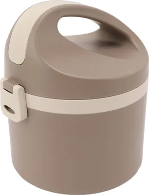 Image de Boîte à lunch Bento en acier inoxydable isolée Boîte à lunch portable pour l'école, le bureau et les voyages Marron