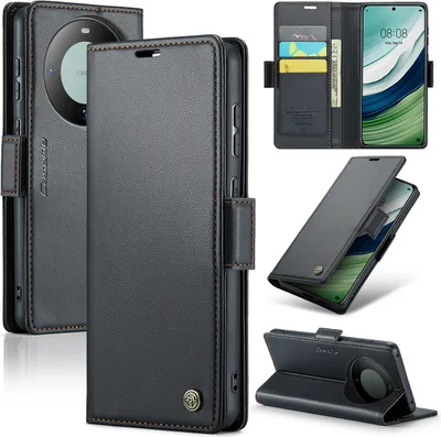 Image de Huawei Mate 60 Case, RFID Blocking Card, Advanced Flip Leather Case with Stand Function for Huawei Mate 60 Black