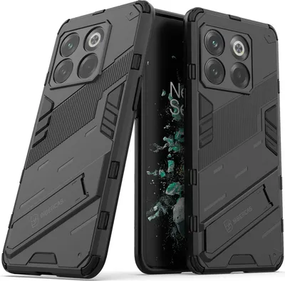 Produktbild von Armor Hülle für OnePlus 10T, Hybrid PC TPU Bumper Stoßfestes Schutzhülle mit Standfunktion Schwarz