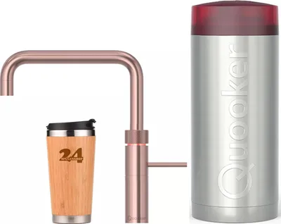 Obrázok produktu pre "QUOOKER FUSION Square COMBI+ B Copper Rose' PVD & 100°C batéria (22+FSRCO)" (2-dielna) drezová batéria s funkciou 100°C vriacej vody