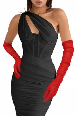 Immagine prodotto di Guanti a rete da donna, lunghi, neri, 54 cm, in tulle e Spandex