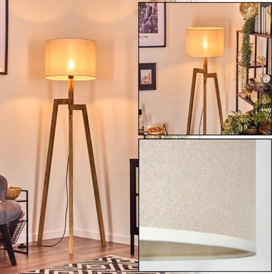 Produktbild von Schiavonea Stehlampe aus Holz/Metall/Stoff in Natur/Schwarz/Beige