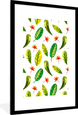 Produktbild von MuchoWow® Gerahmtes Poster Dschungel - Blätter - Design 60x90 cm - Poster mit Schwarzem Bilderrahmen Wandposter Rahmen Foto Bilder - Dekoration - Wandposter Wohnzimmer - Hochwertig