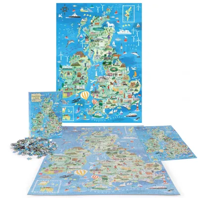 Imagen del producto de Bopster, un puzzle ilustrado de 1000 piezas que representa a Gran Bretaña e Irlanda
