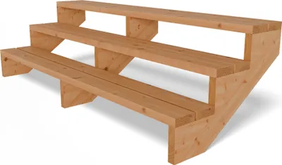 Produktbild von Terrassentreppe aus Lärche Treppe Stufen Wangentreppe Breite Größe: 3-stufig Breite: 190 cm