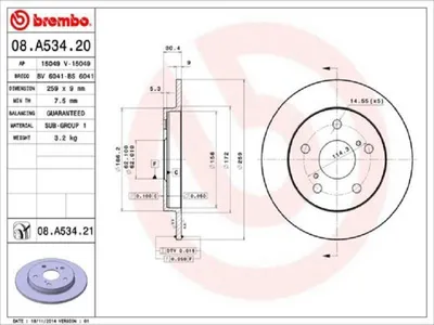 Produktbild von Bremsscheibe BREMBO 08.A534.21