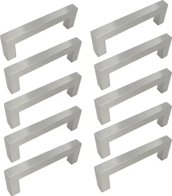 Produktbild von 10er-Set Klassische Möbelgriffe 96 mm in gebürstetem Edelstahl - Elegante & Funktionale Schrank- und Schubladengriffe