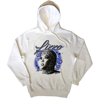 Produktbild von Lizzo Uni Pullover Hoodie: Special Hearts Airbrush, Medium, White