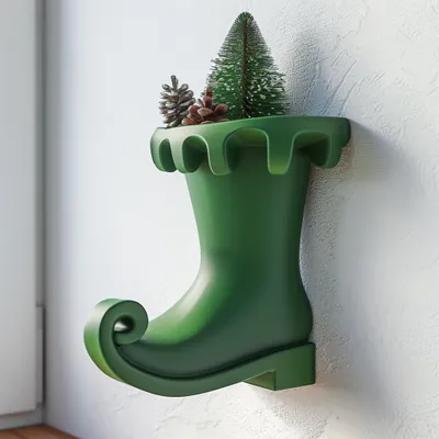 Elfenstiefel-Wandvase mit Ablage – Decords Wandregal, Produktansicht 1