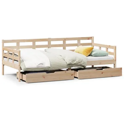 Image de Lit de jour avec tiroirs sans matelas 90x200 cm bois massif
