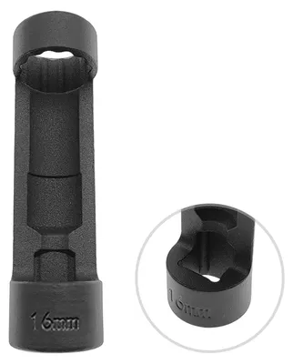 Obrázek produktu pro Nástrčný klíč na matice tlumičů, 12hranný, 1/2'', nářadí na tlumiče, nářadí pro opravy automobilů (16 mm, černý)