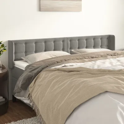 Produktbild von vidaXL Kopfteil mit Ohren Hellgrau 163x16x78/88 cm Samt - Kopfteil - Kopfteile - Bett-Kopfteil - Bettkopfteil