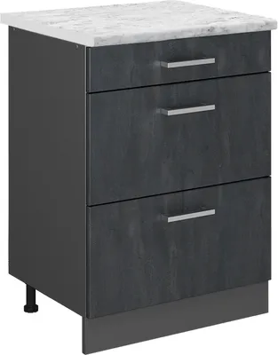 Immagine prodotto di Mobiletto base per cucina Vicco R-Line Calce nera 60 cm PL Marmo, Model 47600