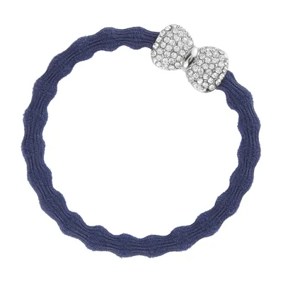 Produktbild von By Eloise London Silver Diamanté Bow Navy Blue
