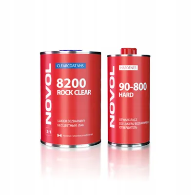 Zdjęcie produktu dla LAKIER BEZBARWNY AKRYLOWY VHS POŁYSK Novol 8200 ROCK CLEAR 1,5l ZESTAW