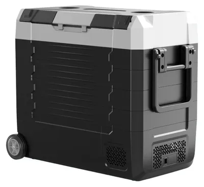 Obrázok produktu pre Automatická chladnička, dvojzónové ovládanie, rýchle chladenie, 55 l s kolieskami