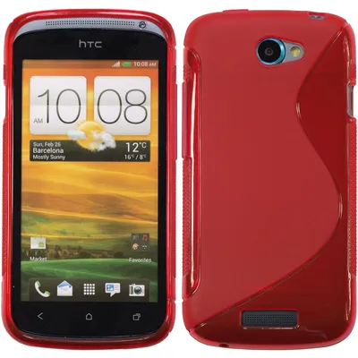 Produktbild von PhoneNatic Case kompatibel mit HTC One S - rot Silikon Hülle S-Style + 2 Schutzfolien