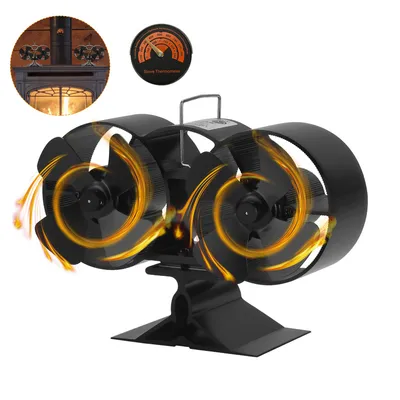 Produktbild von Yakimz Stromloser Kaminofen Ventilator Sonstiges Kaminzubehör Feuerstelle Ofengebläse Gebläse mit Thermometer