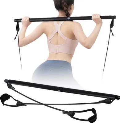 Produktbild von Pilates bar, Pilates bar set s odporovými pásy Home Gym Workout Fitness Black - TONEBAR