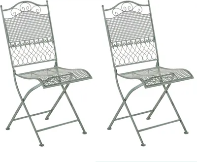 Produktbild von CLP 2er Set Gartenstühle Kiran klappbar aus Eisen im Jugendstil für den Außenbereich antik-grün