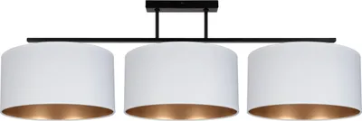 Produktbild von Deckenleuchte Metall Stoff in Schwarz Weiß Gold E27 3-flammig länglich Modern Deckenlampe