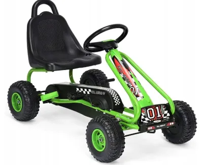 Zdjęcie produktu dla Gokart Zielony Regulowanie Siedzenie Z Hamulcem Ręcznym Do 30Kg Solidny