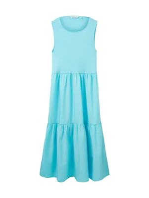 Produktbild von TOM TAILOR Damen 1036652 Kleid mit Volant 26007 Teal Radiance 36 Elegant