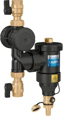 A close-up studio shot of a Caleffi DIRTMAG PLUS Schlammabscheider.