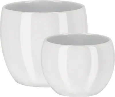 Zdjęcie produktu dla KOTARBAU® Zestaw 2 ceramicznych doniczek ⌀ 13 cm ⌀ 10 cm na kwiaty i rośliny biały