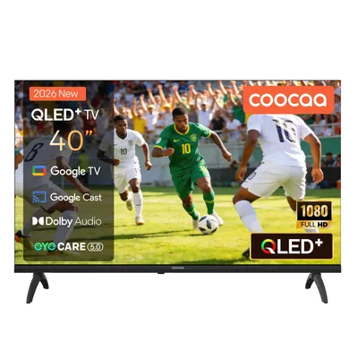 Produktbild von coocaa 40 Zoll (100cm) QLED FHD Smart TV – Google TV, HDR10, Dolby Audio, Bluetooth 5.1, EyeCare & Google Cast, Ideal für WM 2026 & Schlafzimmer