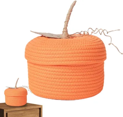 Productafbeelding van Decoratieve ronde pompoenmand met deksel