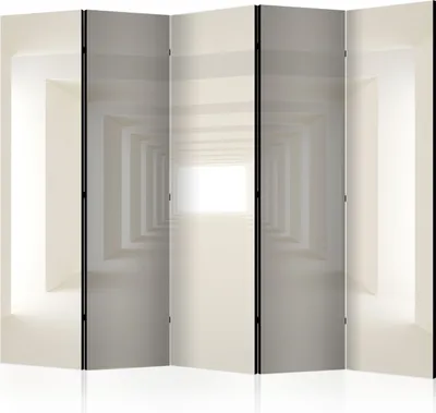 A room divider with a 3D tunnel effect.