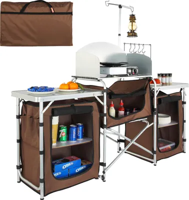 Obrázok produktu pre VEVOR kempingová kuchyňa Kuchynský box 3 skrinky Kempingová skrinka Skladacia skrinka Vetrovka
