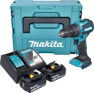 Produktbild von Makita DHP 490 RTJ Akku Schlagbohrschrauber 18 V 65 Nm Brushless + 2x Akku 5,0 Ah + Ladegerät + Makpac