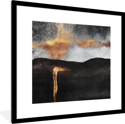 Produktbild von MuchoWow® Gerahmtes Poster Abstrakt - Gold - Chic - Schwarz - Grau 40x40 cm - Poster mit Schwarzem Bilderrahmen Wandposter Rahmen Foto Bilder - Poster - Plakat im Rahmen