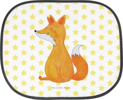 Produktbild von Mr. & Mrs. Panda Sonnenschutz Auto Einhorn Fuchs - Weiß - Geschenk, Autoscheiben, Unicorn, Sonnenblende, hitzeschutz, Unicorns, Fuchshörnchen, saugnapf, Füchse, Einhörner