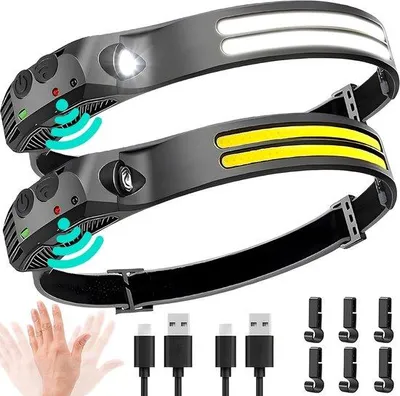 Produktbild von LED-Lampe mit 6 Modi - Superheller Kopflicht für Sicherheit und Outdoor-Aktivitäten, 2er-Pack, USB-ladbar