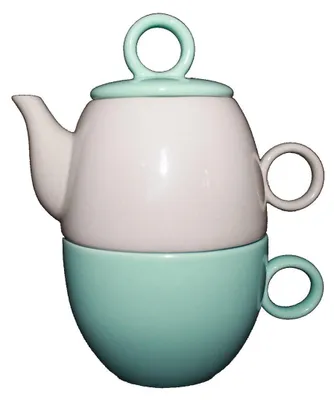 Produktbild von 007, Tea for One Teekanne beige, Teetasse + Deckel mint