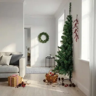 Obrázek produktu pro vidaXL Umělý poloviční vánoční stromek se stojanem Zelený 240 cm PVC