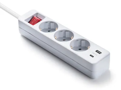 Produktbild von FAMATEL Ecosockets Steckdosenleiste, 3 Steckdosen mit USB und USB-C-Anschlüssen,