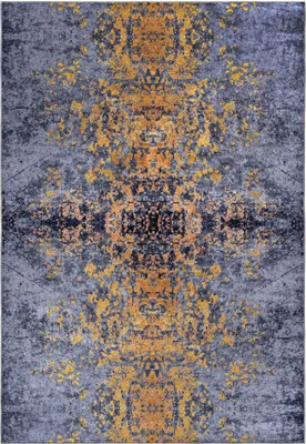 Obrázek produktu pro Koberec Šedý, Zlatý Mazovia - Orientální, Vintage Koberec do Obývacího Pokoje, Ložnice, Kanceláře - Lze Prát v Pračce - 160x230 cm