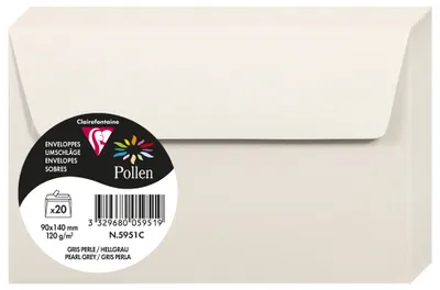 Imagen del producto de Sobres Clairefontaine Pollen, tamaño 90x140 mm, color gris claro