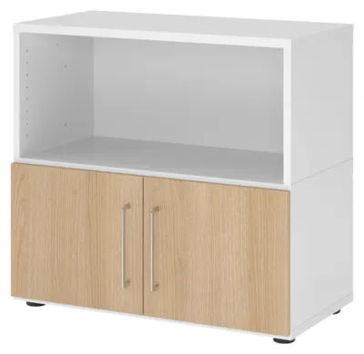 Produktbild von bümö flexi Aktenschrank klein mit Flügeltüren - Nachbildung: Weiß/Eiche