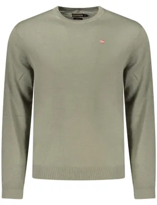 Immagine prodotto di Maglione verde a maniche lunghe da uomo con ricamo e scollo rotondo